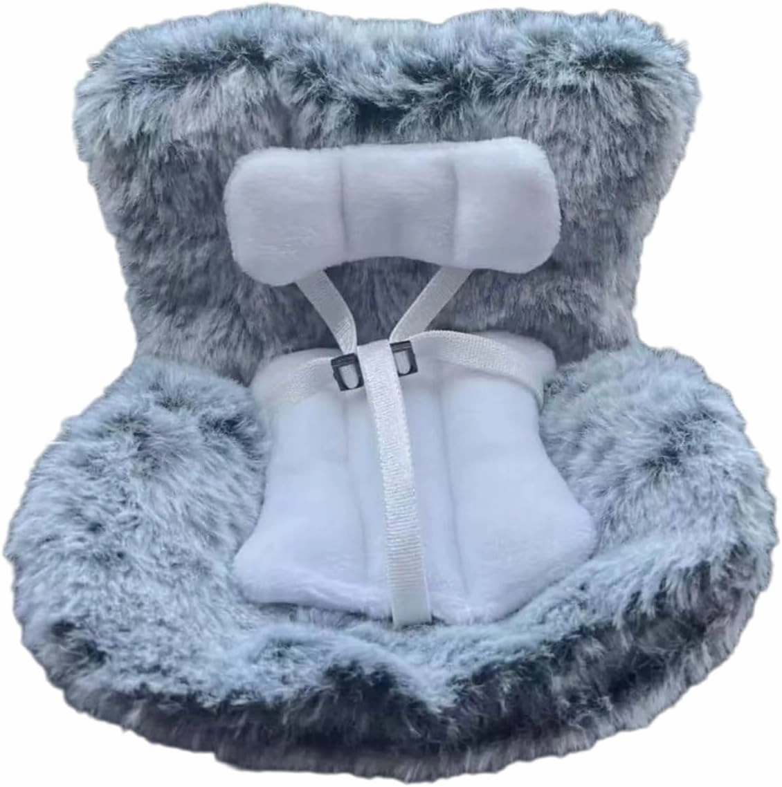 Doll Car Seat for 17cm Dolls with Air Vent Clip and Desktop Stand, Cute and Functional Car Ornament for Blind Box Doll Fans, Collectors(Grey)