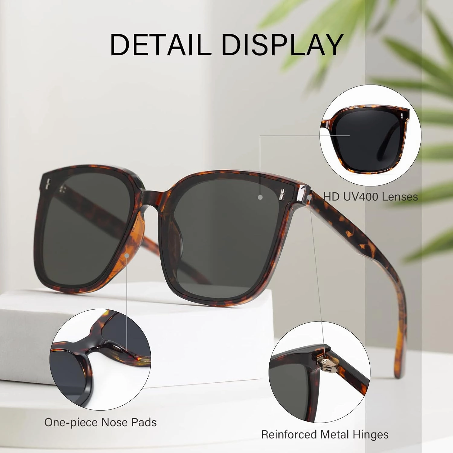 Dollger Retro Oversized Square Sunglasses for Women Trendy Classic Style Sun Glasses UV400 Protection