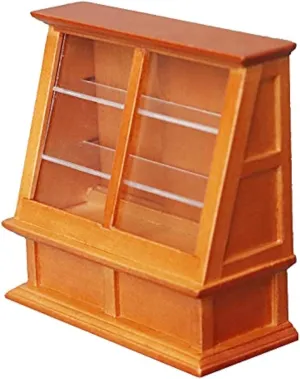 Dollhouse Cabinet Cake Store Grocery Store Furniture Miniature Decor Display Bakery Cake Shelves Kitchen Accessory Cabinet Handcraft Ornament (Brown)