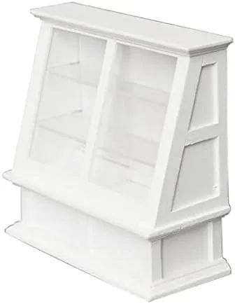 Dollhouse Cabinet Cake Store Grocery Store Furniture Miniature Decor Display Bakery Cake Shelves Kitchen Accessory Cabinet Handcraft Ornament (White)