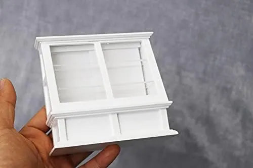 Dollhouse Cabinet Cake Store Grocery Store Furniture Miniature Decor Display Bakery Cake Shelves Kitchen Accessory Cabinet Handcraft Ornament (White)