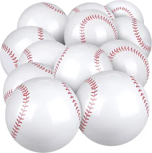Durony 12 Pack Inflatable 11 Inch Beach & Pool Bouncing Sports Ball - Baseball Bouncy Toy Favors for Birthday Party & Summer Games