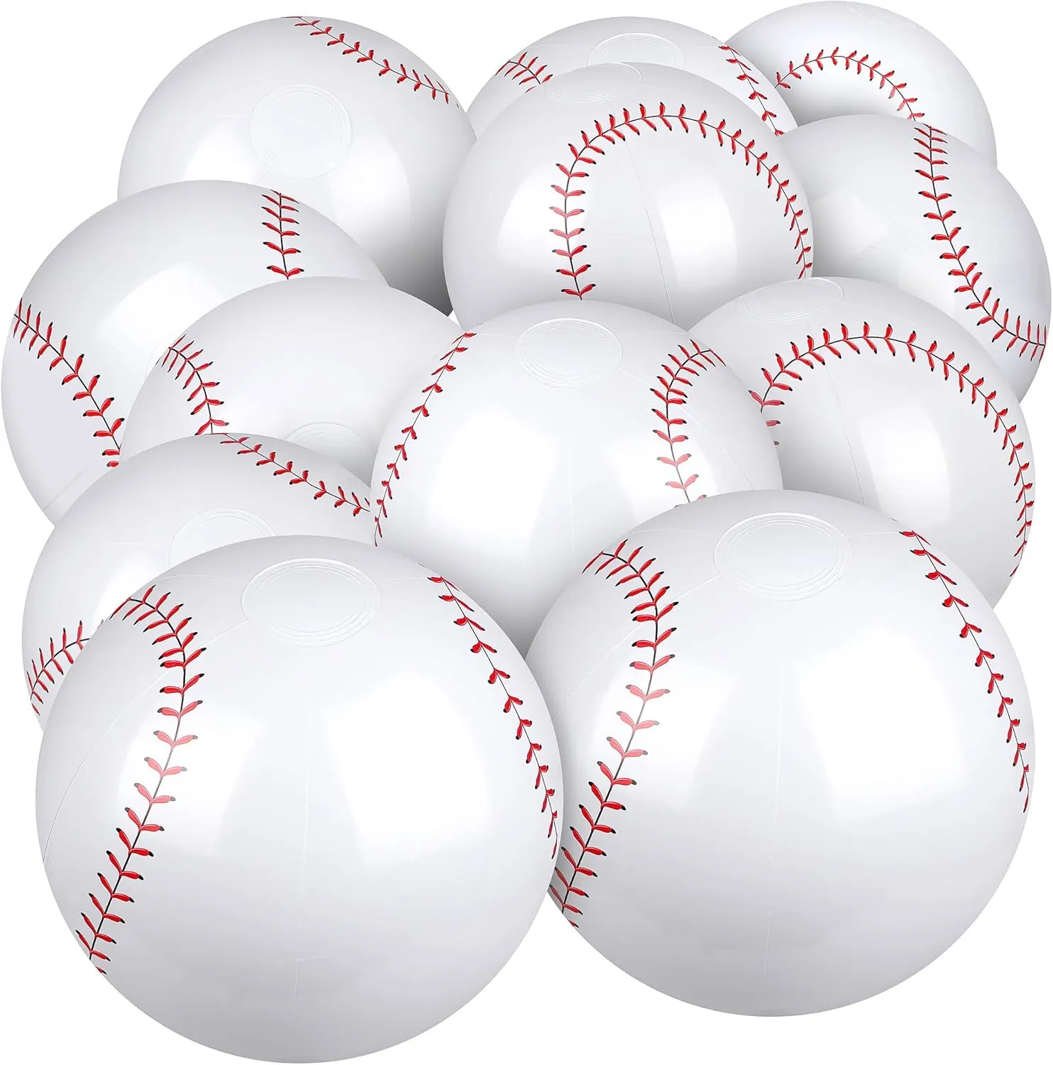 Durony 12 Pack Inflatable 11 Inch Beach & Pool Bouncing Sports Ball - Baseball Bouncy Toy Favors for Birthday Party & Summer Games