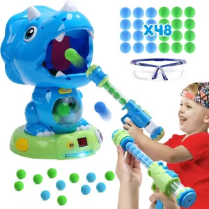 EagleStone Moveable Dinosaur Shooting Toys Triceratops Action,Kids Shooting Games with LCD Score Record&LED, Enhancing Hand-Eye Coordination Toys for Boys and Girls