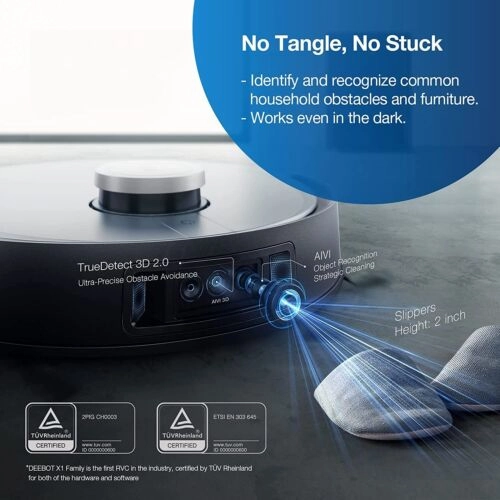 Ecovacs Deebot X1 Turbo Robot Vacuum Cleaner with Auto-Wash Mop - Black (Open Never Used)