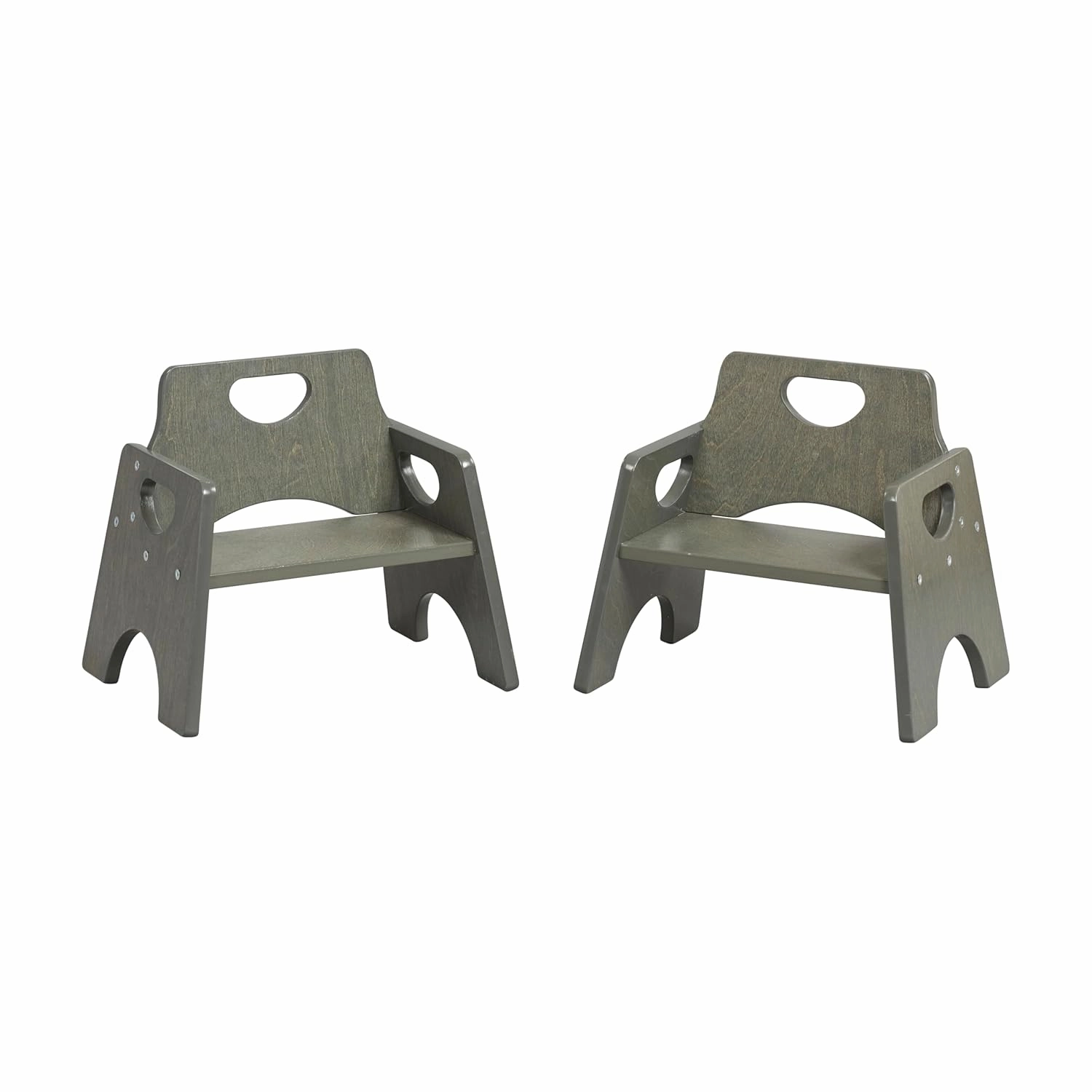 ECR4Kids Stackable Wooden Toddler Chair, 6in, Kids Furniture, Grey Wash, 2-Pack