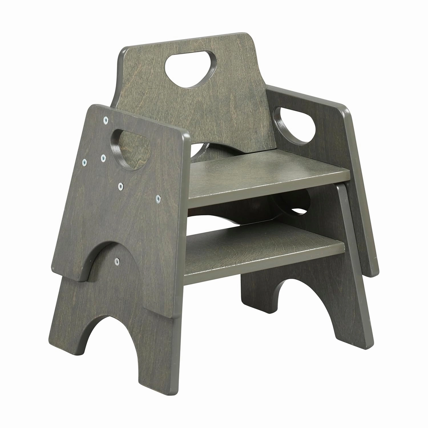 ECR4Kids Stackable Wooden Toddler Chair, 6in, Kids Furniture, Grey Wash, 2-Pack