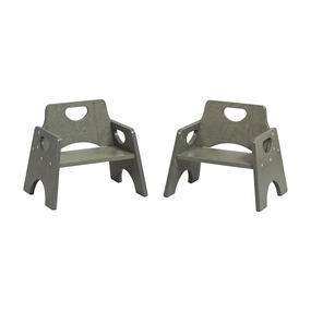 ECR4Kids Stackable Wooden Toddler Chair, 6in, Kids Furniture, Grey Wash, 2-Pack