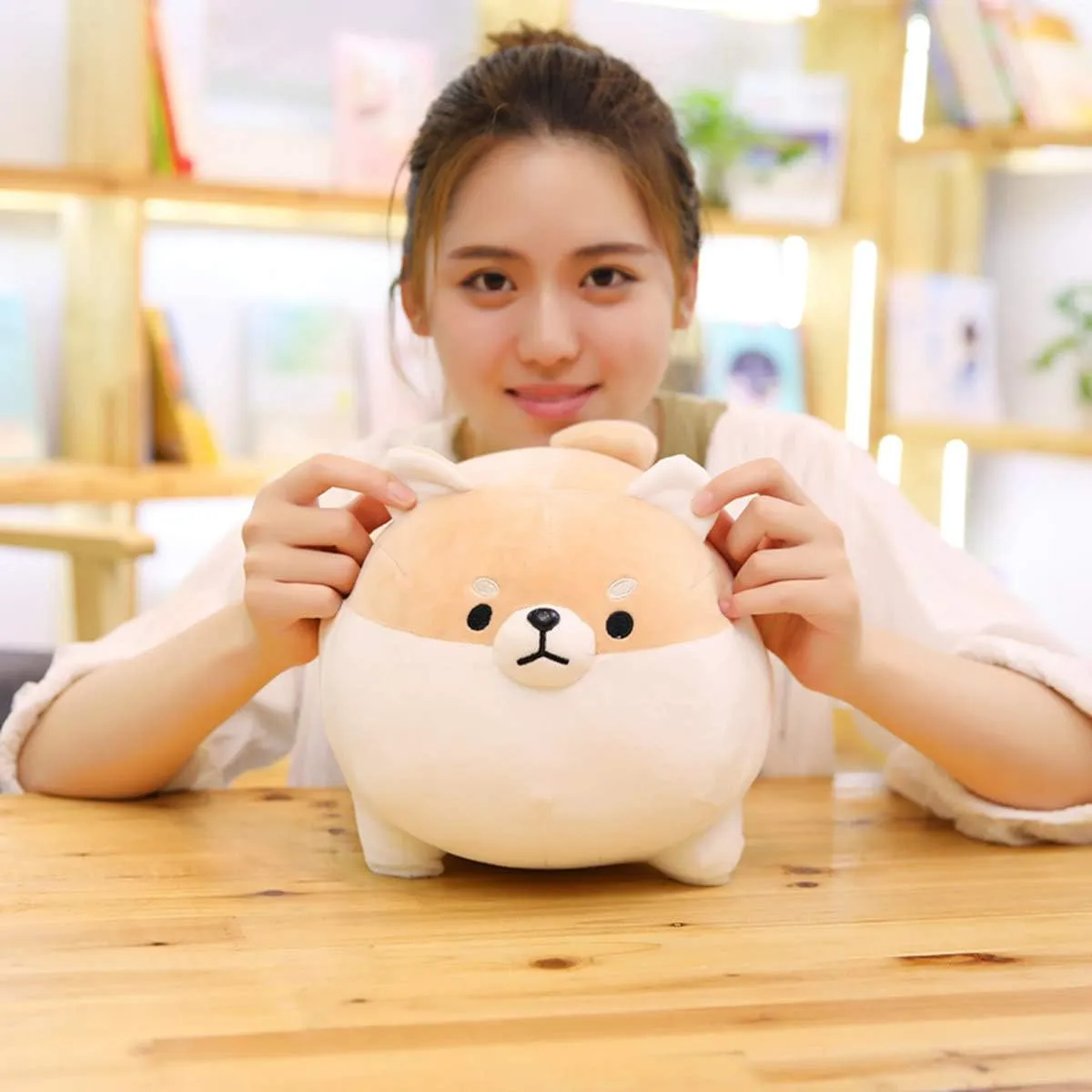 EHOTONG Shiba Inu Dog Plush Pillow, Corgi Stuffed Animal Plush Toy Hug Pillow Gifts for Girl Boy (Gray, 11.8in)