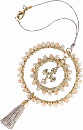 Elegant Cross for Car Mirror - Cute Suncatcher Rearview Decoration, Christian Beaded Keychain for Women, Bag, Purse, Handbag Charm Accessories, Sun Catcher Charms with Glass Beads - Pebblestone Cross
