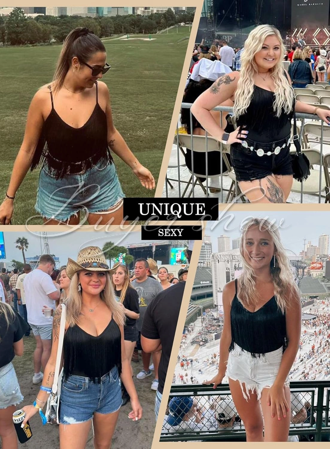 Ella Lust Cowgirl Fringe Bodysuit for Women - Western Country Concert Outfits Boho Tassel Jumpsuit Rave Festival Tops Romper