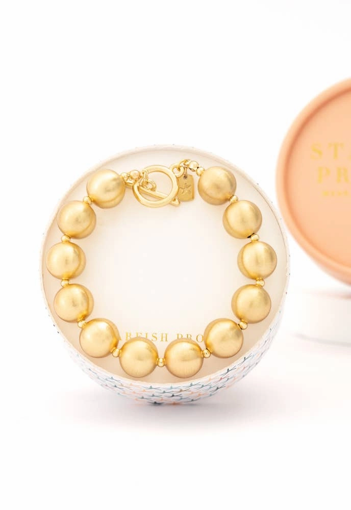 En Vogue Ball Bracelet in Gold- 18K Gold Plated Stacking Bracelet