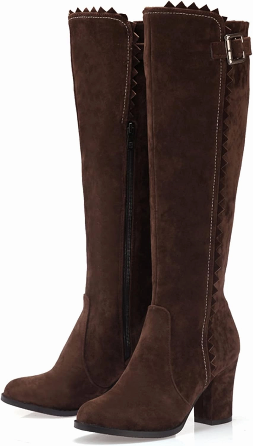 Erocalli Women's Fashion Knee High Boot Women Chunky Block High Heel Pull on Classic Chelsea Long Boots