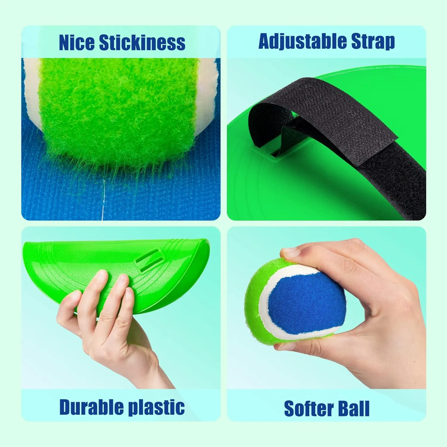 EVERICH Toss and Catch Ball Game Set & Paddle Ball Set, 4 Paddles 4 Balls 4 Birdies for Kids Teens Adults, Outdoor Indoor Beach Yard Lawn Toy Games for Family Fun, All-Season Play Birthday Easter Gift