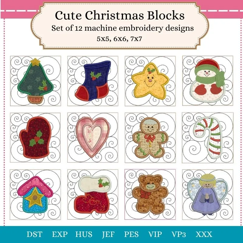 EW200  Cute Christmas Blocks
