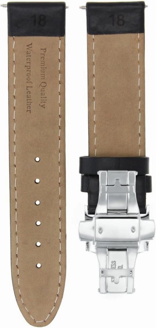 Ewatchparts 18-19-20-22-24mm Classic Men's Leather Watch Band Strap Smooth Compatible with Dunhill Clasp
