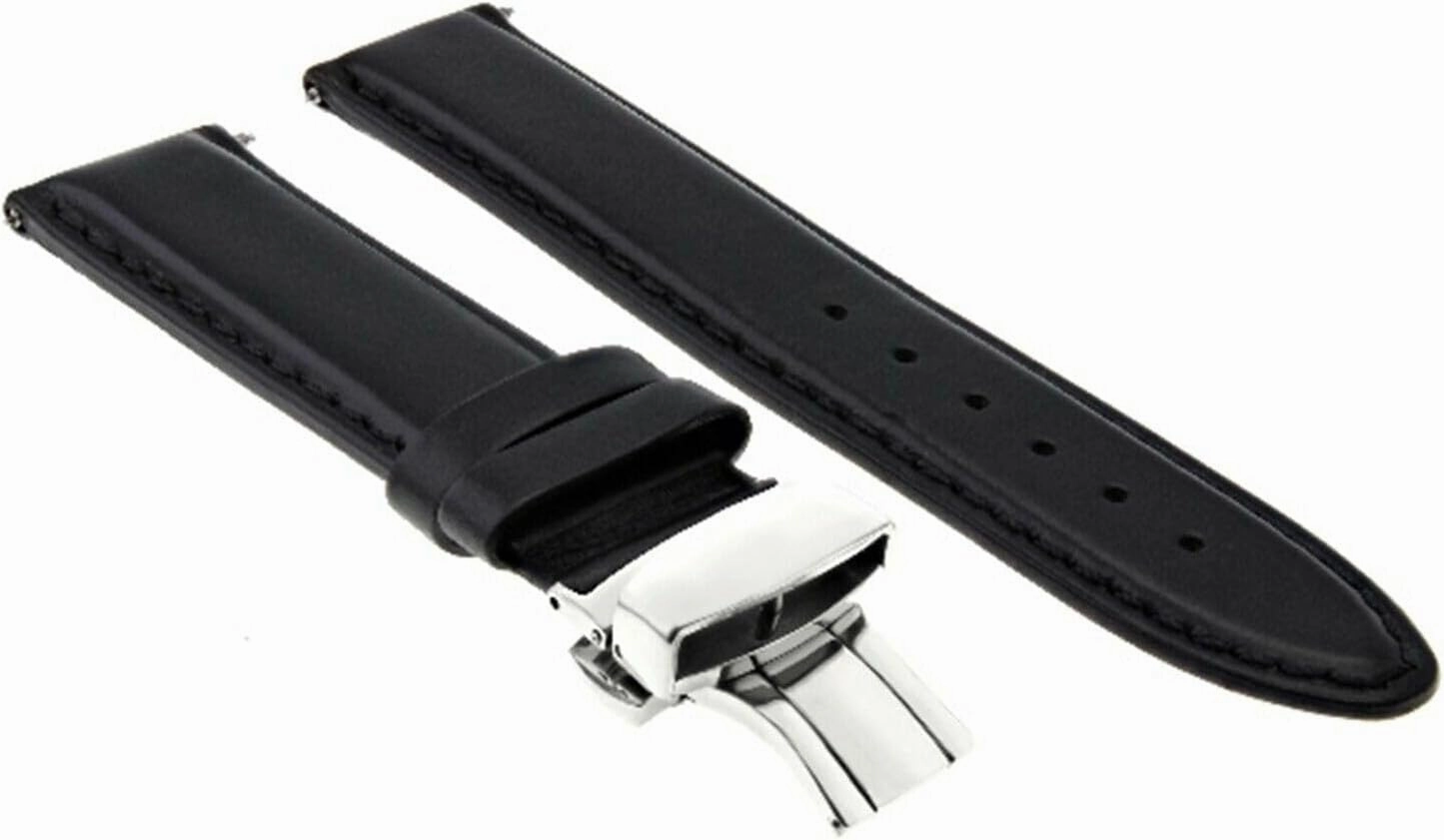 Ewatchparts 18-19-20-22-24mm Classic Men's Leather Watch Band Strap Smooth Compatible with Dunhill Clasp