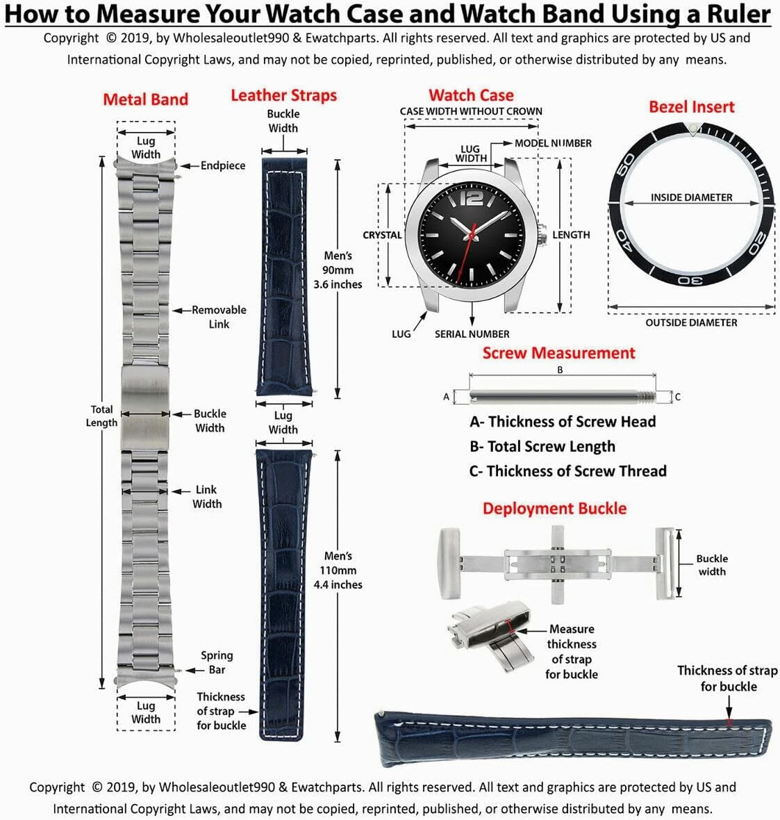 Ewatchparts 18-19-20-22-24mm Classic Men's Leather Watch Band Strap Smooth Compatible with Dunhill Clasp