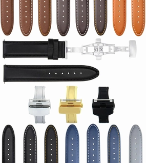 Ewatchparts 18-19-20-22-24mm Classic Men's Leather Watch Band Strap Smooth Compatible with Dunhill Clasp