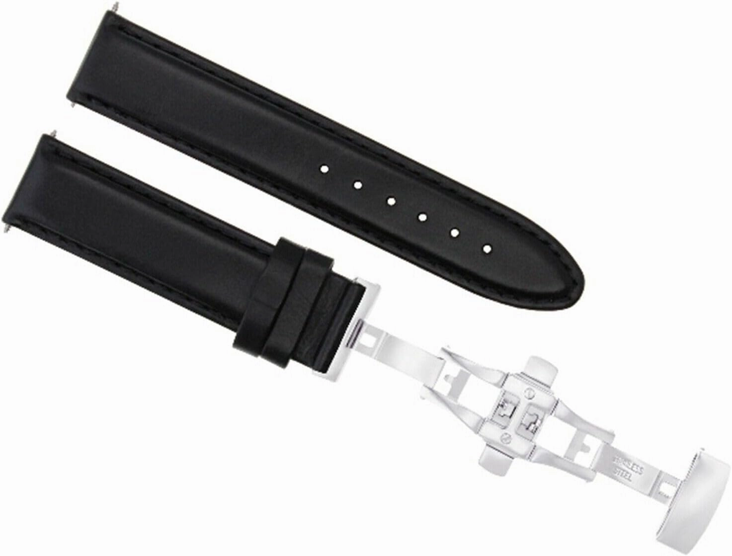 Ewatchparts 18-19-20-22-24mm Classic Men's Leather Watch Band Strap Smooth Compatible with Dunhill Clasp