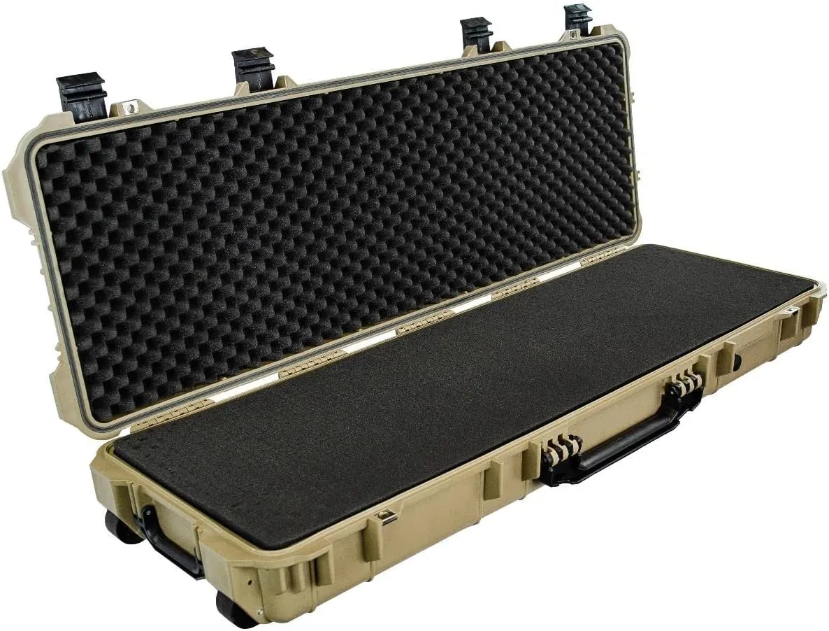 Eylar 38" Inch Protective Roller Rifle Hard Case with Custom Logo Plate and Foam, Waterproof & Crushproof, Two Rifles Or Multiple Guns, Pressure Valve with Lockable Fittings