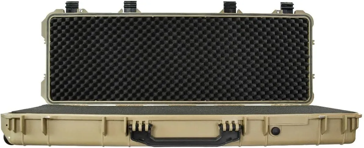 Eylar 38" Inch Protective Roller Rifle Hard Case with Custom Logo Plate and Foam, Waterproof & Crushproof, Two Rifles Or Multiple Guns, Pressure Valve with Lockable Fittings