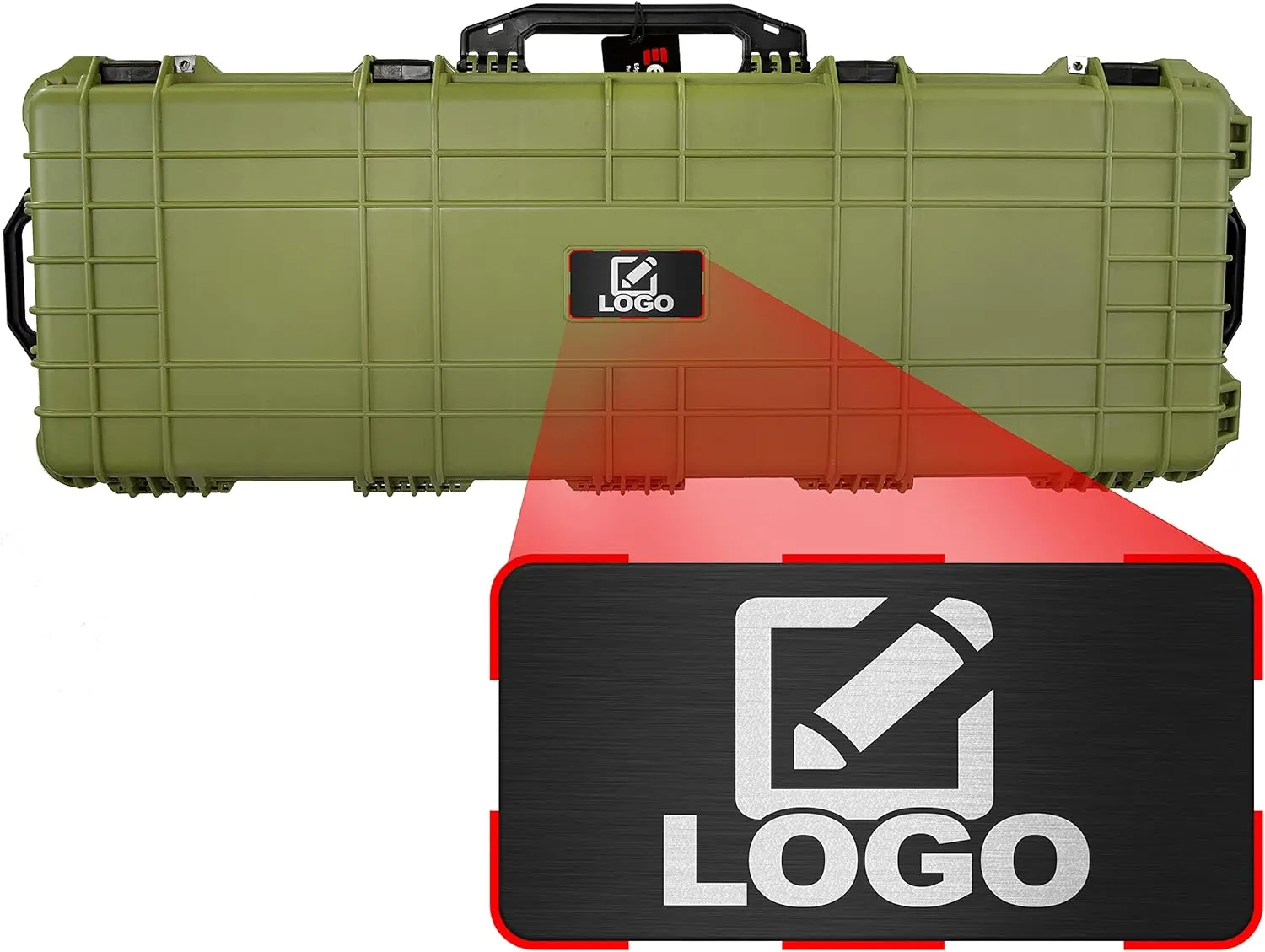Eylar 44" inch Roller Rifle Hard Case with Foam and Custom Logo Plate, Waterproof & Crushproof, Two Rifles Or Multiple Guns, Pressure Valve with Lockable Fittings