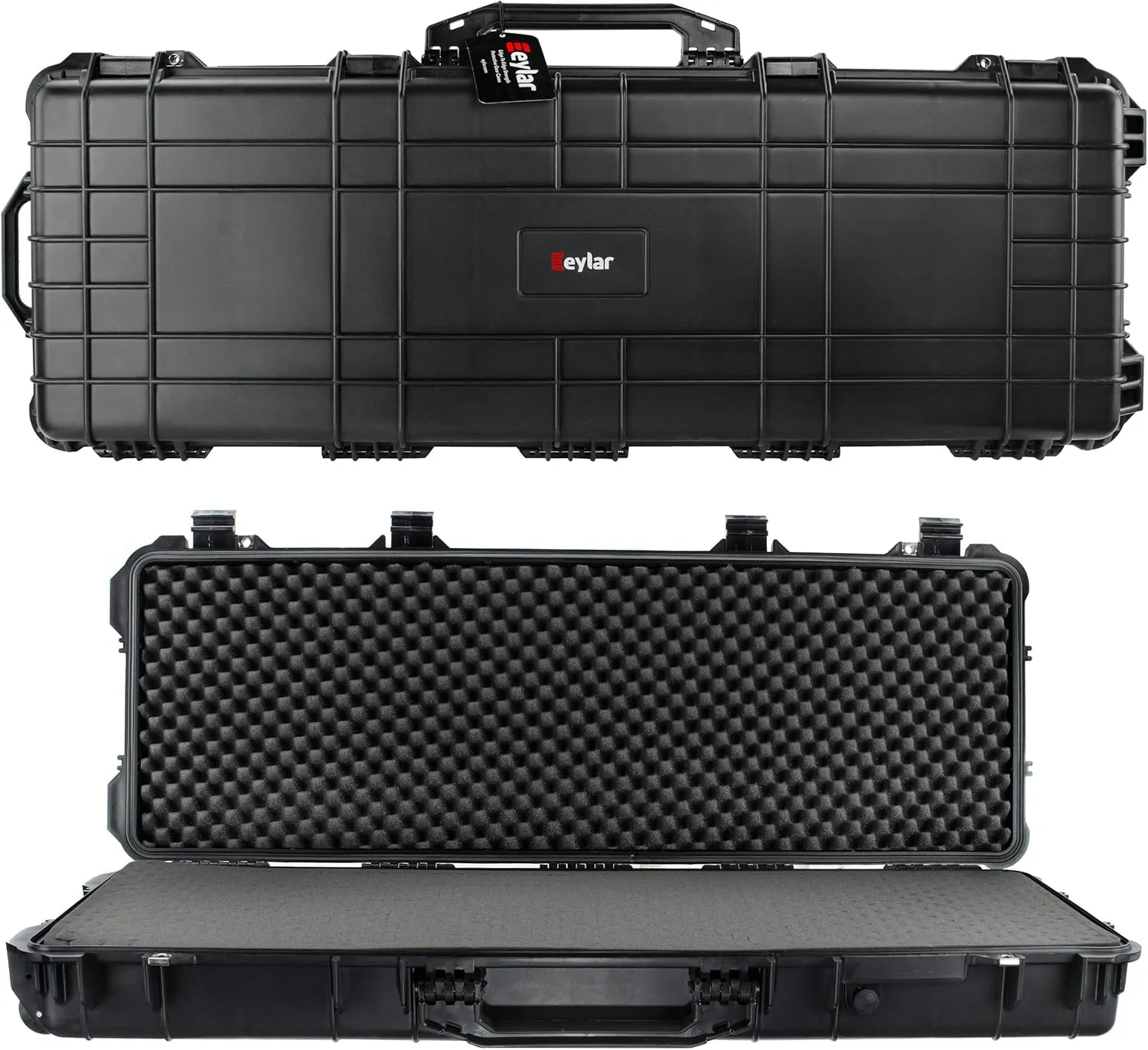 Eylar 53" Inch Protective Roller Rifle Hard Case with Foam, Waterproof & Crushproof, Two Rifles Or Multiple Guns, Pressure Valve with Lockable Fittings Black