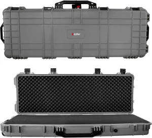Eylar 53" Inch Protective Roller Rifle Hard Case with Foam, Waterproof & Crushproof, Two Rifles Or Multiple Guns, Pressure Valve with Lockable Fittings Gray