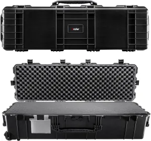Eylar XXL 50 Inch Deep Heavy Transport Roller Rifle Hard Case with Foam, Waterproof & Crushproof, Three to Four Rifle Capacity, Auto-Pressure Valves with Lockable Fittings TSA Standards
