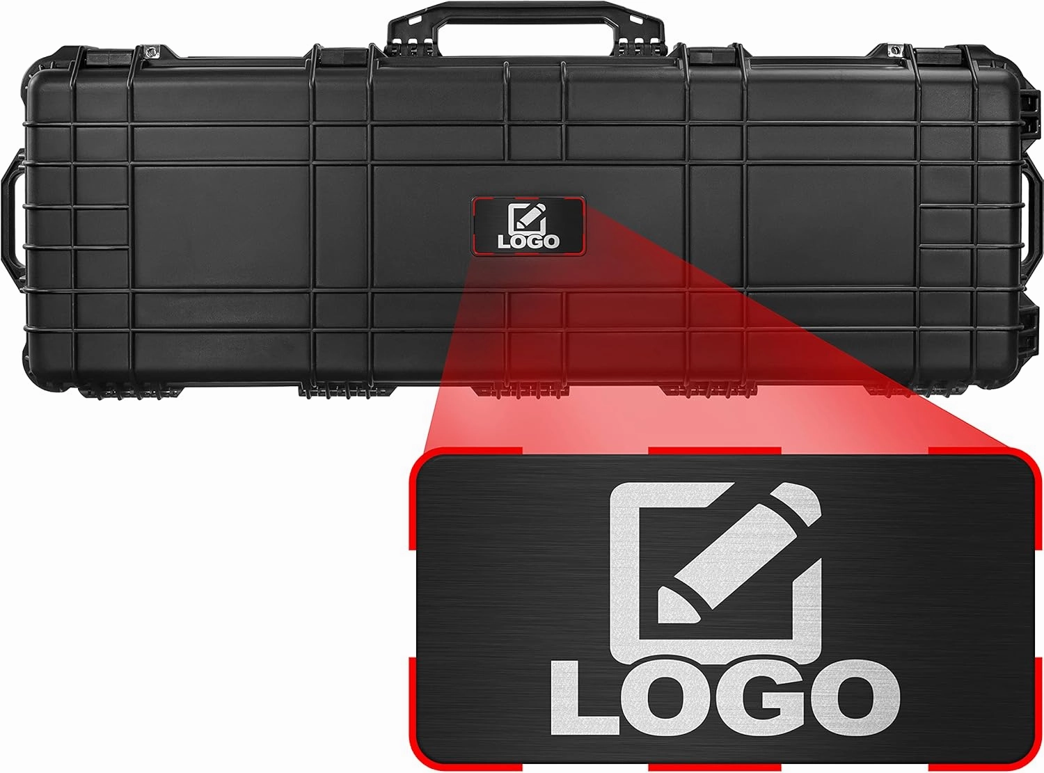 Eylar 53" Inch Protective Roller Rifle Hard Case with Foam, Waterproof & Crushproof, Two Rifles Or Multiple Guns, Pressure Valve with Lockable Fittings Black