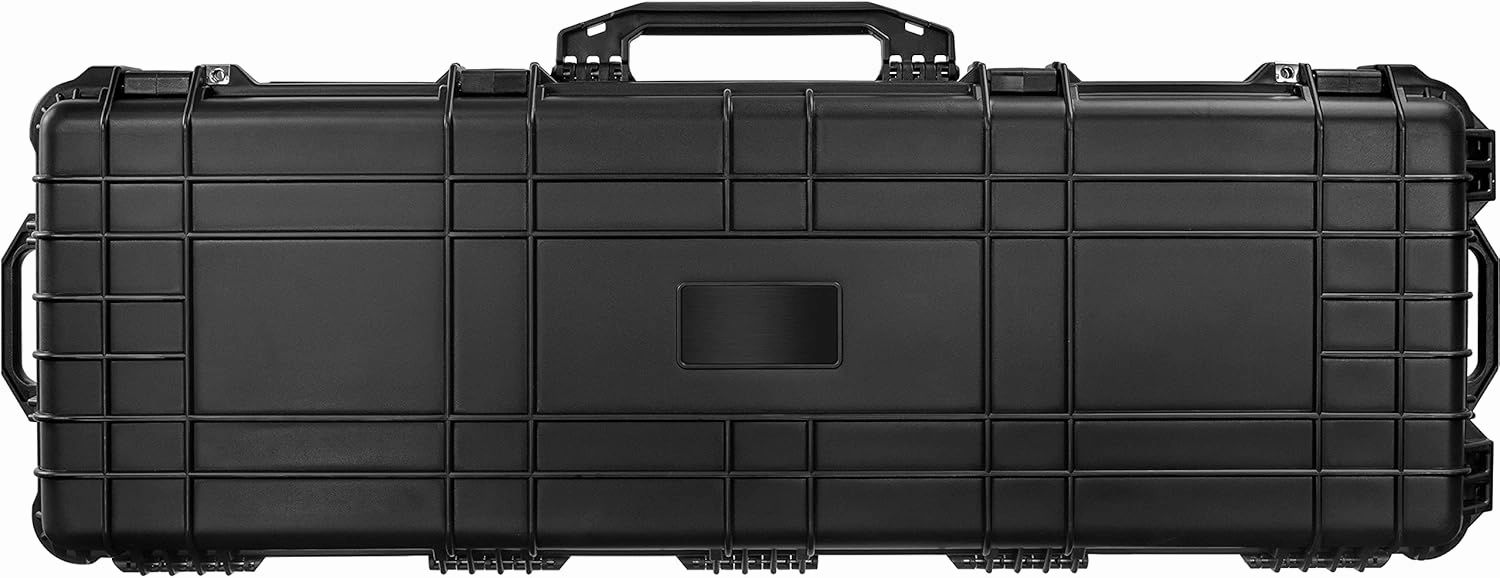 Eylar 53" Inch Protective Roller Rifle Hard Case with Foam, Waterproof & Crushproof, Two Rifles Or Multiple Guns, Pressure Valve with Lockable Fittings Black