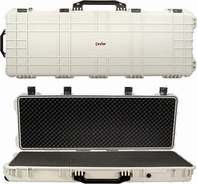 Eylar Protective Roller Rifle Hard Case With Foam, Waterproof & Crushproof, Two Rifles Or Multiple Guns, Pressure Valve With Lockable Fittings Polar White