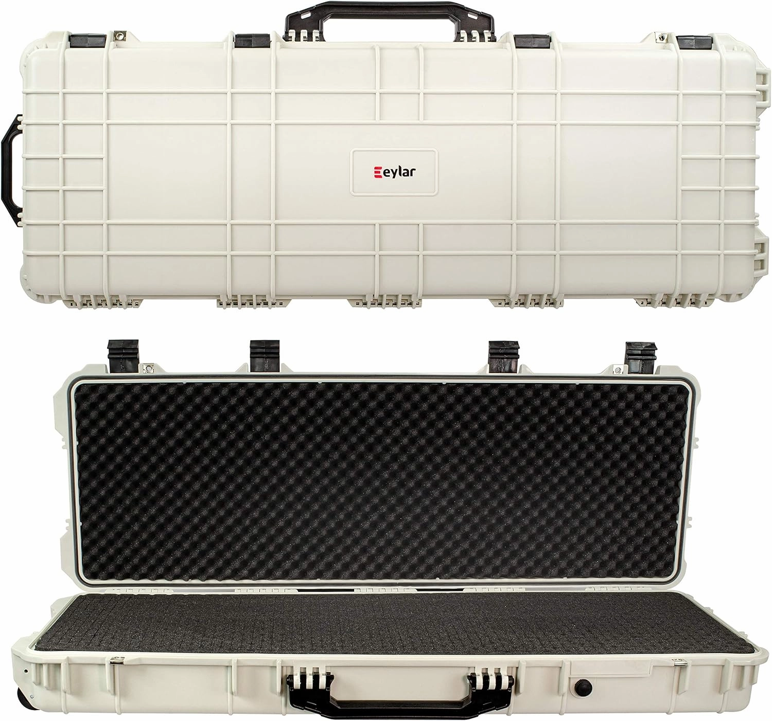 Eylar Protective Roller Rifle Hard Case With Foam, Waterproof & Crushproof, Two Rifles Or Multiple Guns, Pressure Valve With Lockable Fittings Polar White