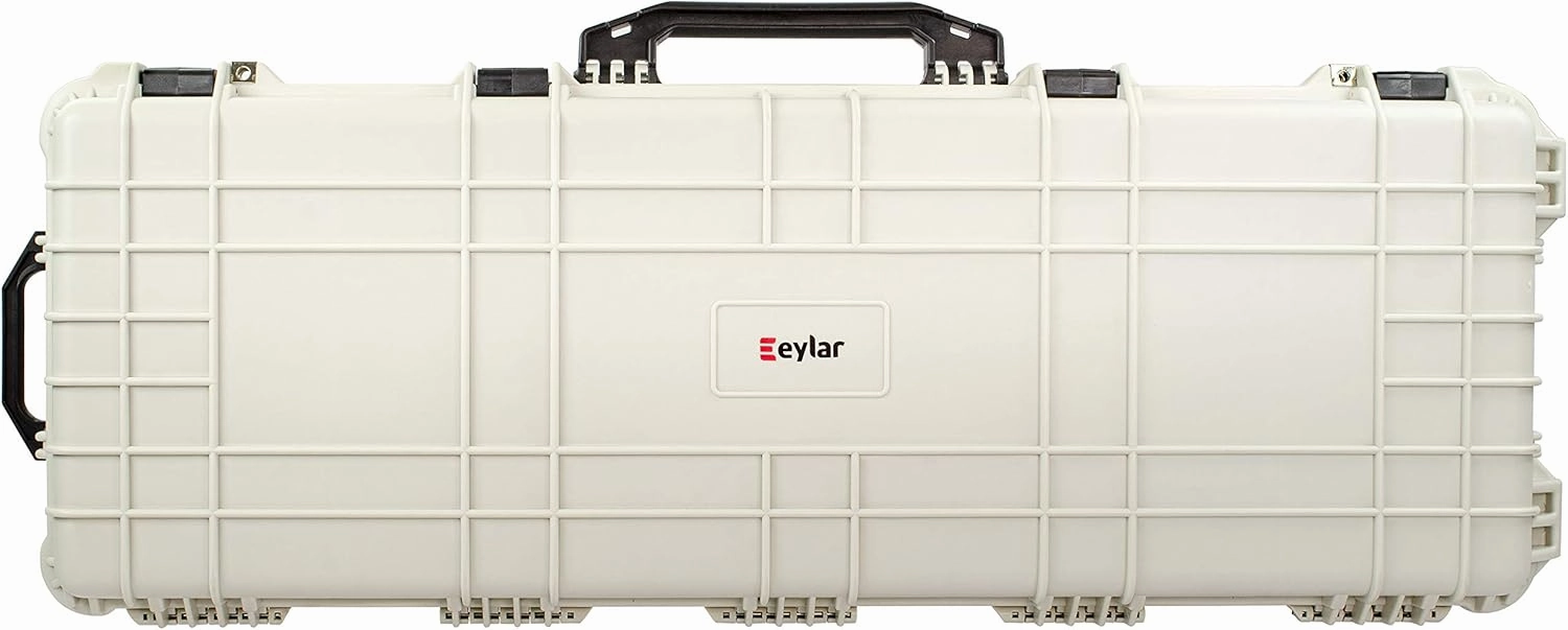 Eylar Protective Roller Rifle Hard Case With Foam, Waterproof & Crushproof, Two Rifles Or Multiple Guns, Pressure Valve With Lockable Fittings Polar White