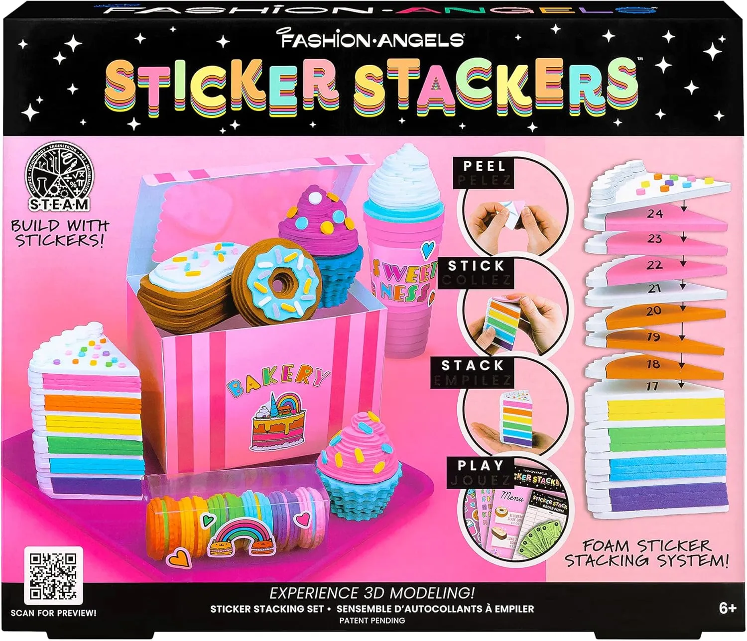 Fashion Angels - Sticker Stackers Set Confectionery, Foam Stickers for 3D Creations, Children's Toy Food, Creative Activity, from 8 Years, F13195