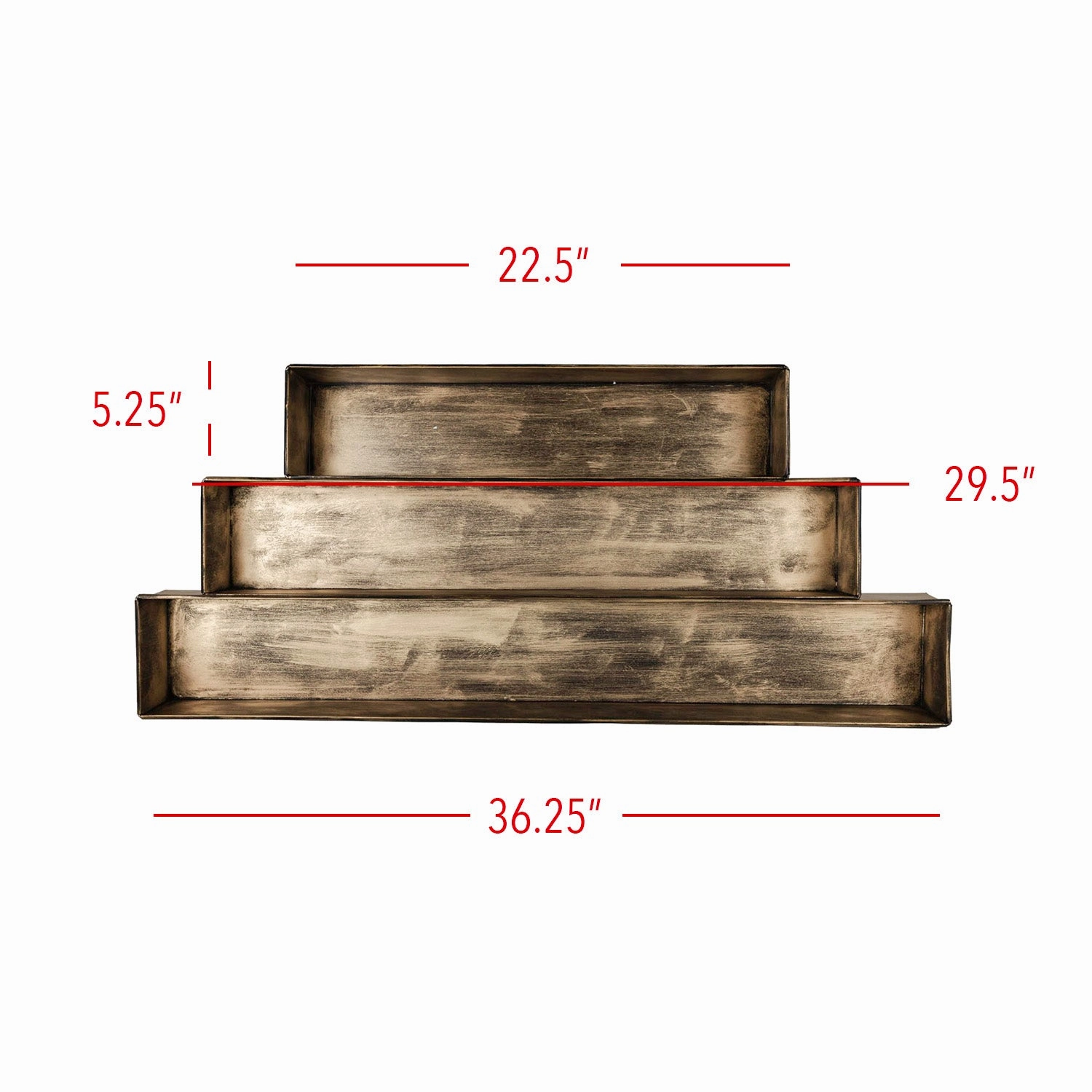 FAYE METAL RECTANGLE TRAYS ANTIQUE BRASS, SET OF 3 (MIN 1)