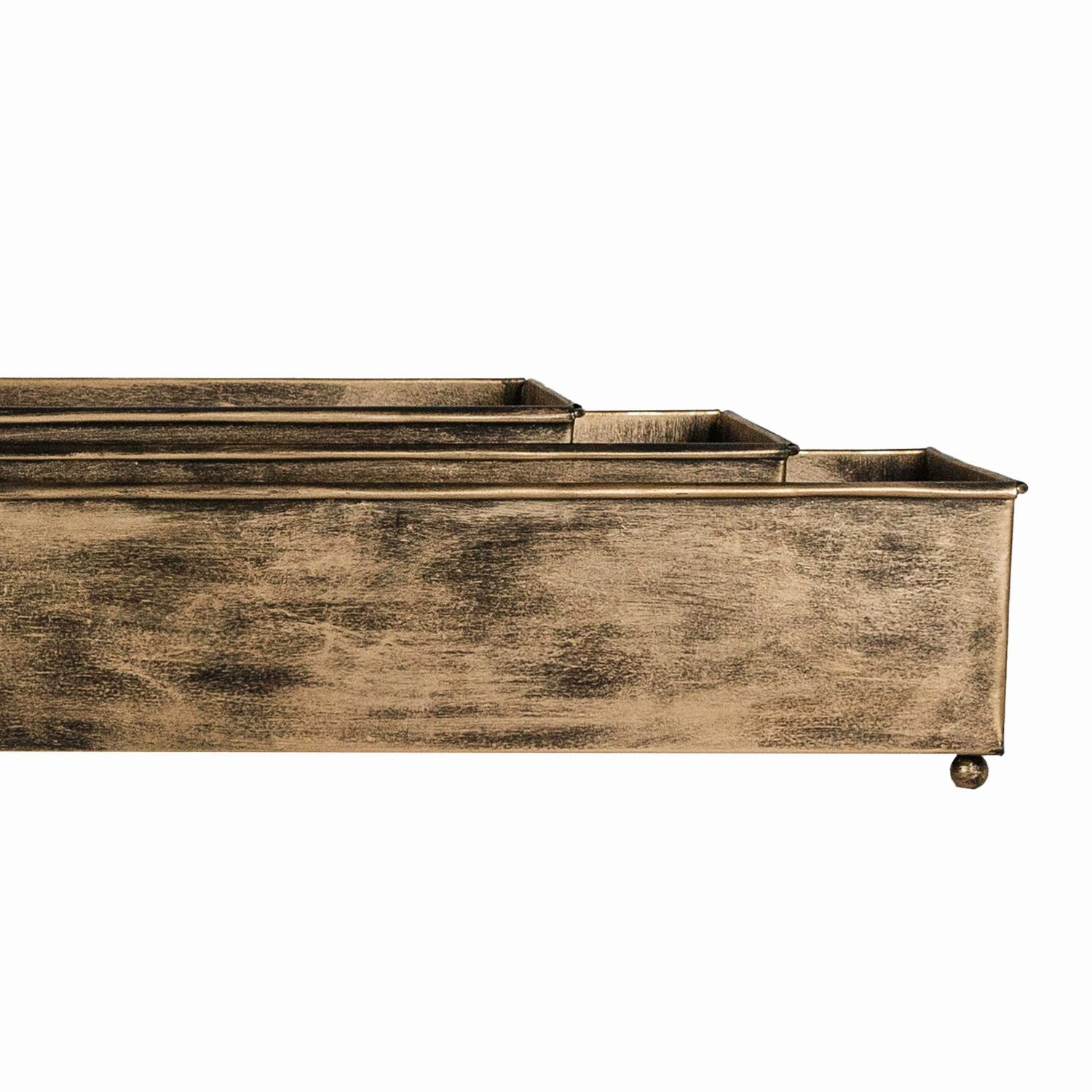 FAYE METAL RECTANGLE TRAYS ANTIQUE BRASS, SET OF 3 (MIN 1)