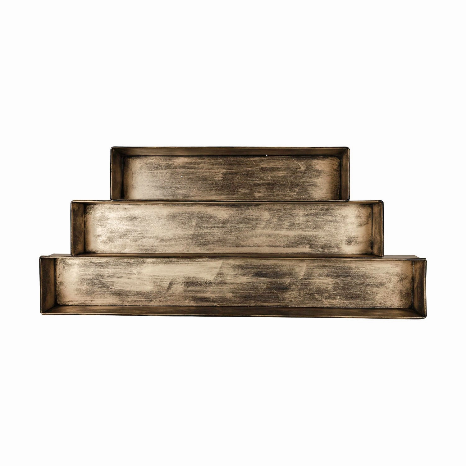 FAYE METAL RECTANGLE TRAYS ANTIQUE BRASS, SET OF 3 (MIN 1)