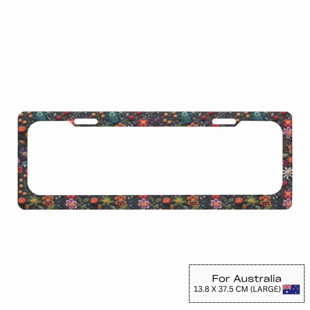 Felt Flowers License Plate Frame