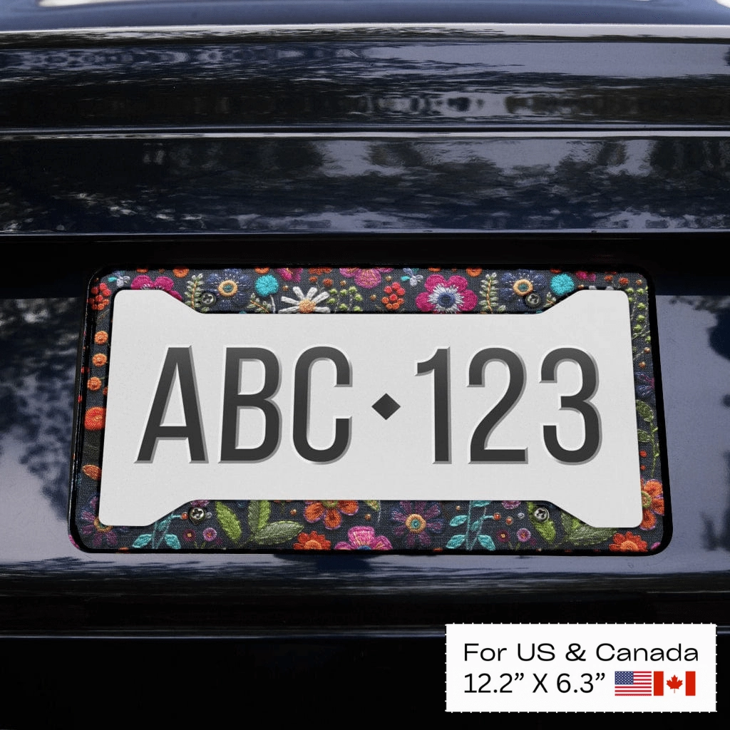 Felt Flowers License Plate Frame