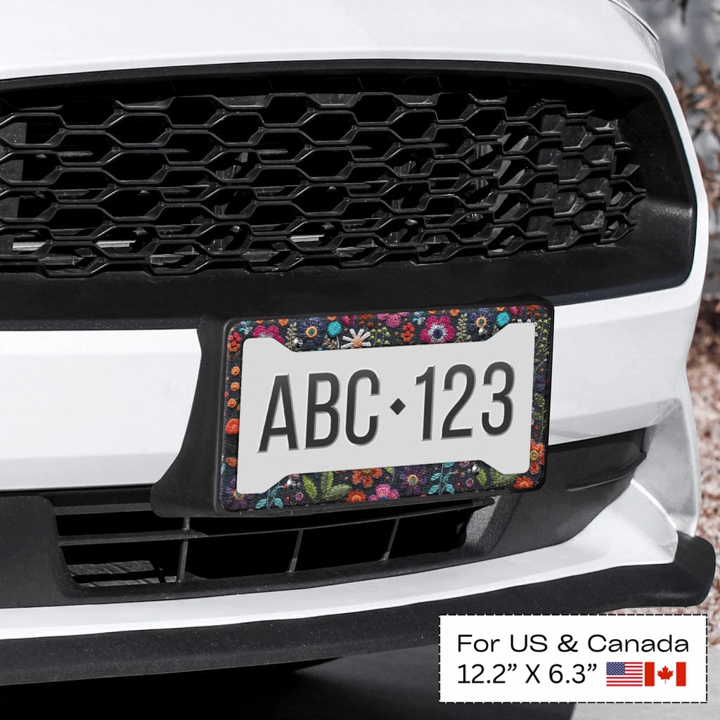 Felt Flowers License Plate Frame