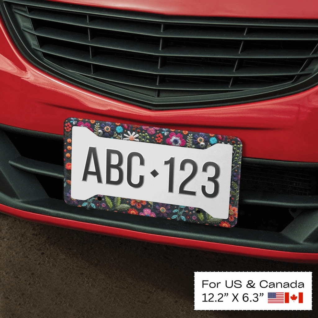 Felt Flowers License Plate Frame