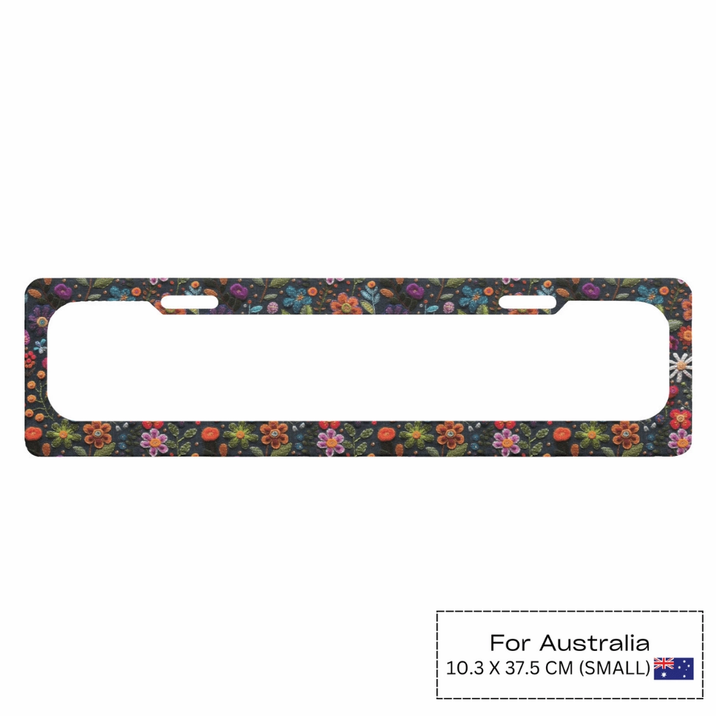 Felt Flowers License Plate Frame