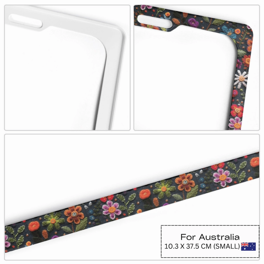 Felt Flowers License Plate Frame