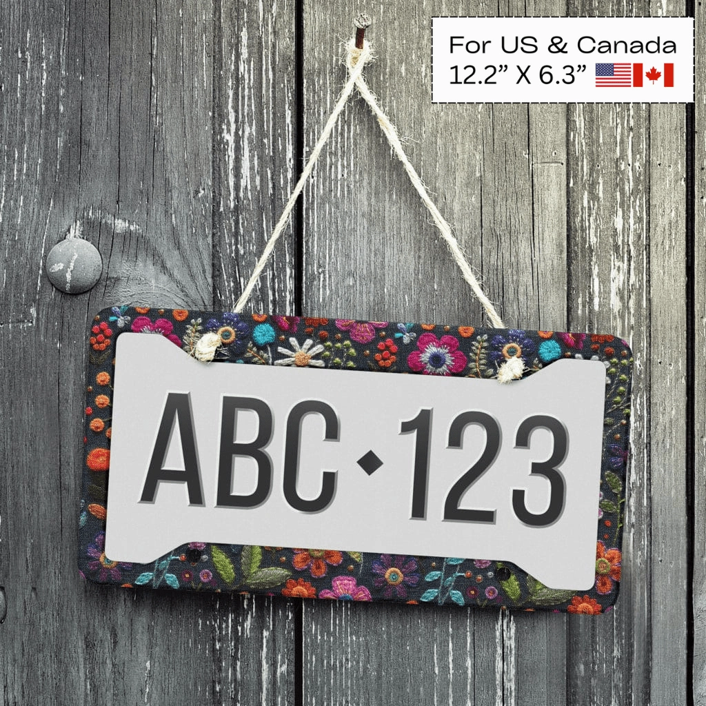 Felt Flowers License Plate Frame