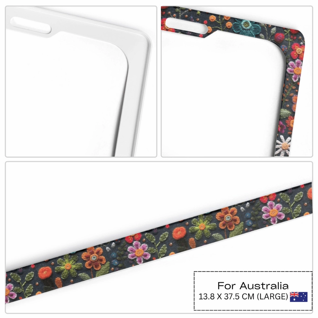 Felt Flowers License Plate Frame