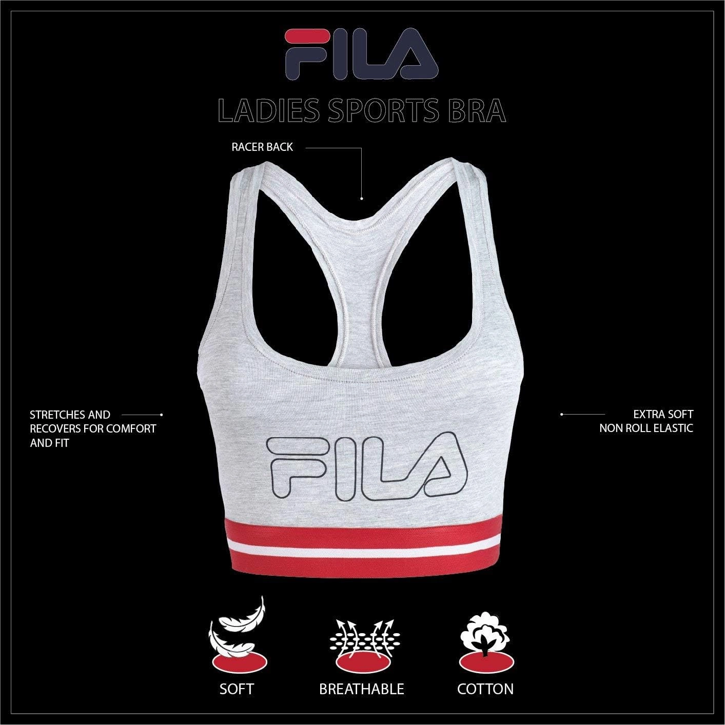Fila Women's Classic Logo Cotton Racerback Sports Bra