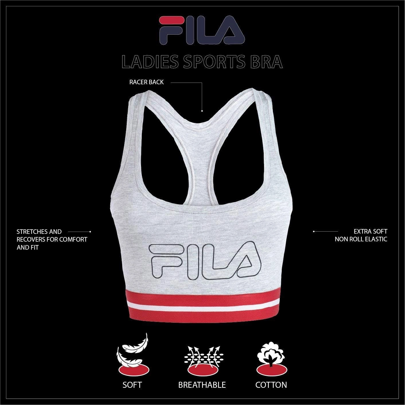 Fila Women's Classic Logo Cotton Racerback Sports Bra