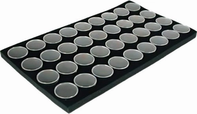 FindingKing 36 Black Foam Gem Jars Gemstone Storage Display Tray Insert